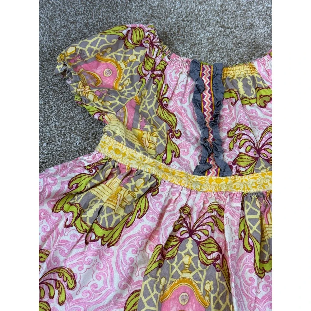 g&g Girls Pink Dress Architectural Print Cotton Empire Waist 3 USA